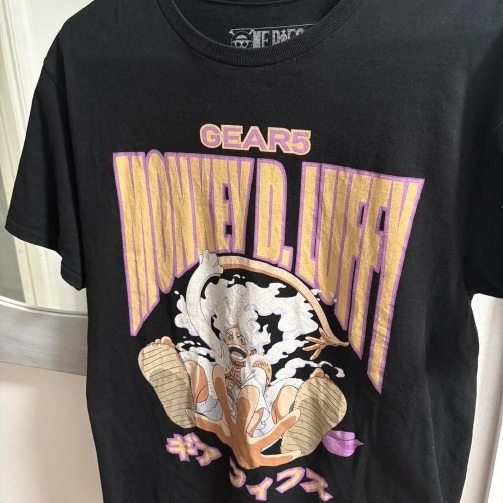 One Piece Monkey D Luffy Gear 5 Graphic T-Shirt Mens Medium Black Toei Animation